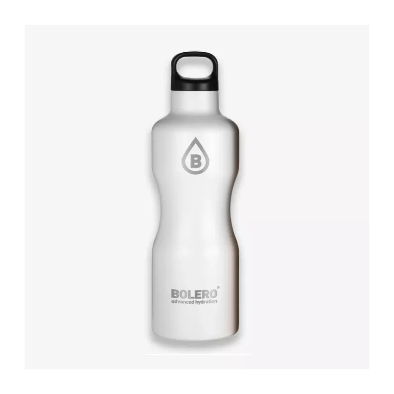 H) Branded Insulated Stainless Steel Drink Bottle (White) - Thermal Flask 750ml  - BOLERO®