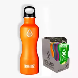 I) Branded Orange Drink Set. Stainless-Steel Bottle and Box of 24 Flavours  - BOLERO®