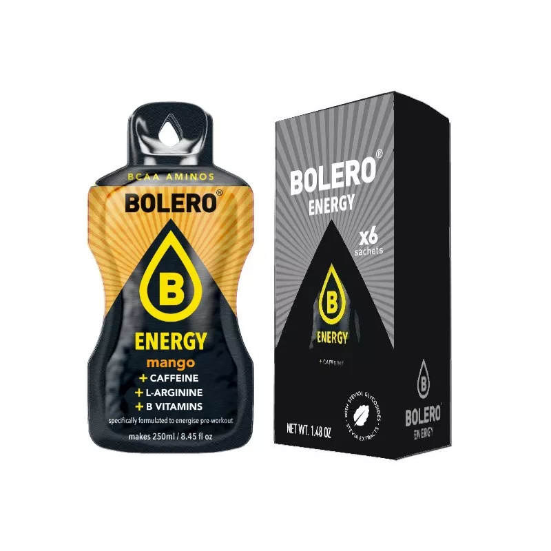 Energy Mango - Box of 6 Sachets (6x7g) sugar-free energetic drink - BOLERO®