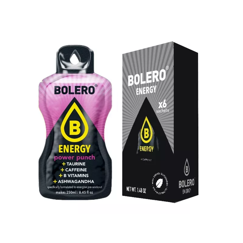 Energy Power Punch- Box of 6 Sachets (6x7g) sugar-free energetic drink - BOLERO®