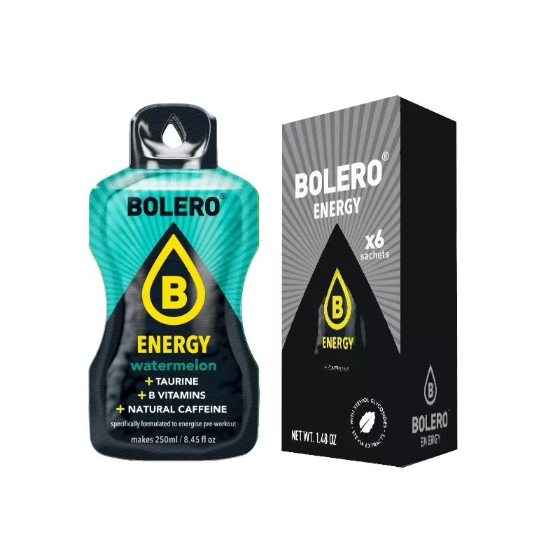 Energy Watermelon - Box of 6 Sachets (6x7g) sugar-free energetic drink - BOLERO®