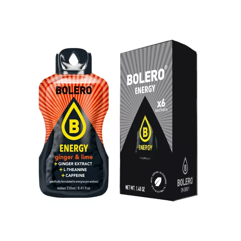 Energy Ginger+Lime - Box of 6 Sachets (6x7g) sugar-free energetic drink - BOLERO®