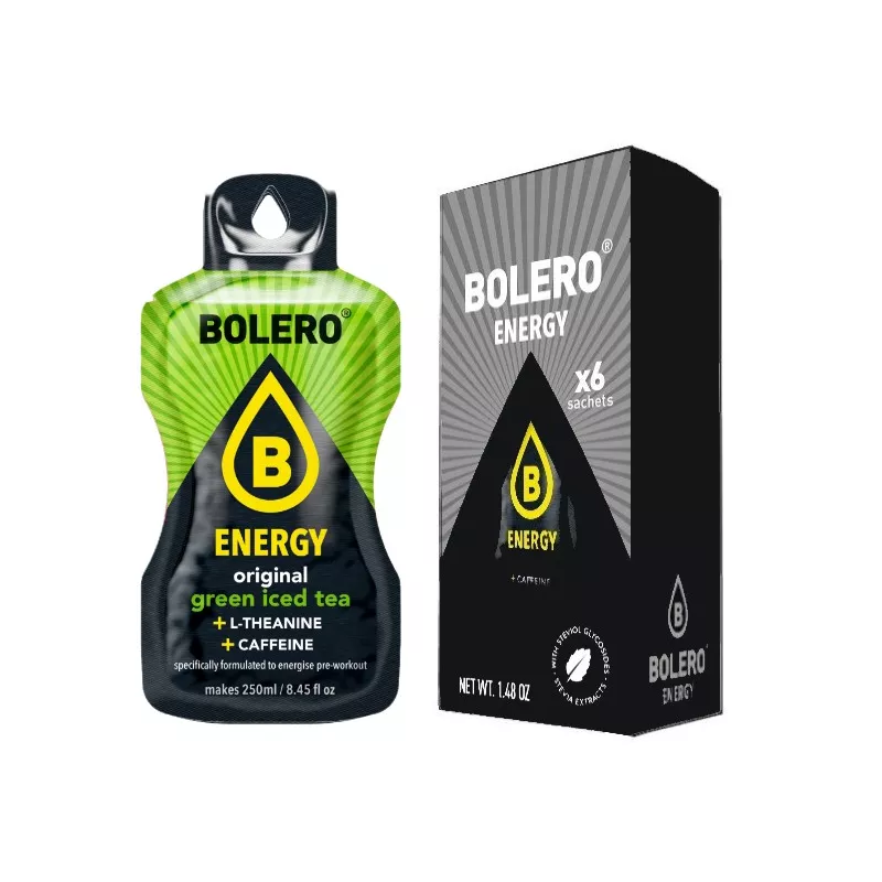 Energy Green Iced Tea - Box of 6 Sachets (6x7g) sugar-free energetic drink - BOLERO®