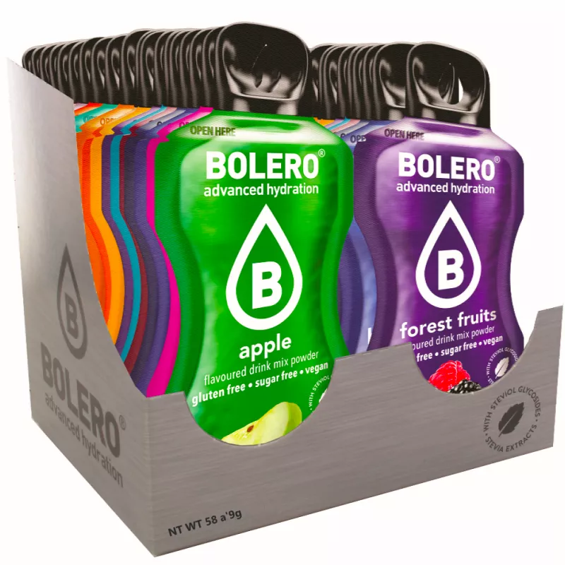 8) 58 Flavours - Box of 58 Large Sachets (57x9g,1x7g) sugar-free drink - BOLERO®